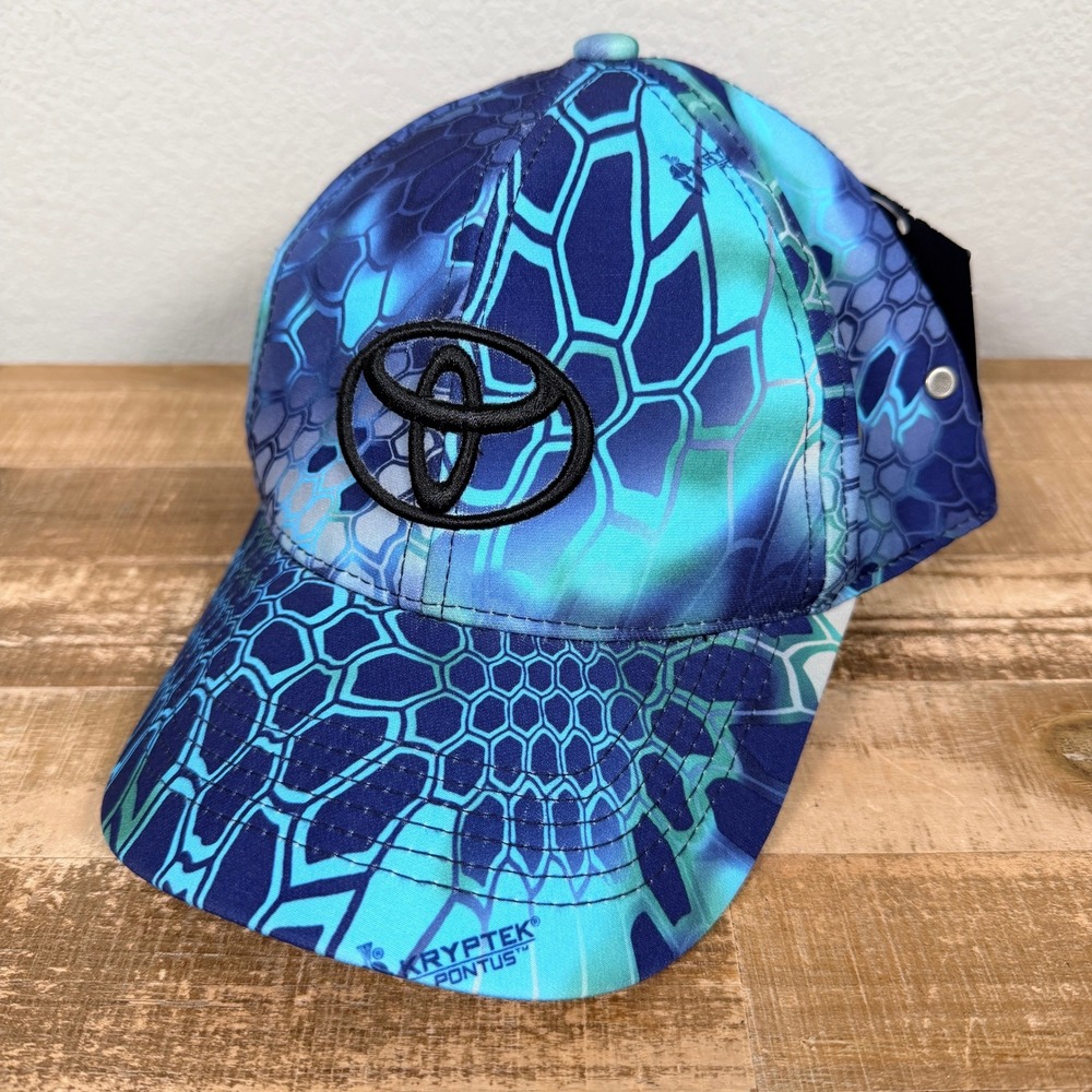 Kryptek Pontus Camo Toyota Strapback Hat Mens OS Blue Embroidered Adjusts NEW